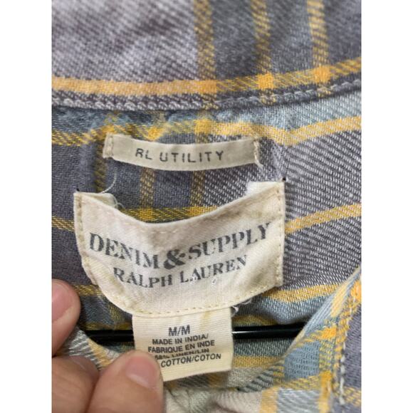 Denim and Supply Ralph Lauren Women's Button Down Plaid Shirt Sz M Linen Blend - Picture 5 of 8